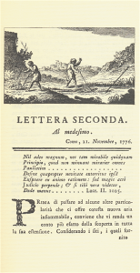 Incipit della Seconda Lettera sull’aria infiammabile delle paludi (Milano 1777)