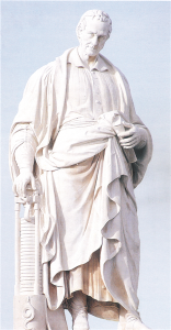 La statua dedicata ad Alessandro Volta nell'omonima piazza di Como